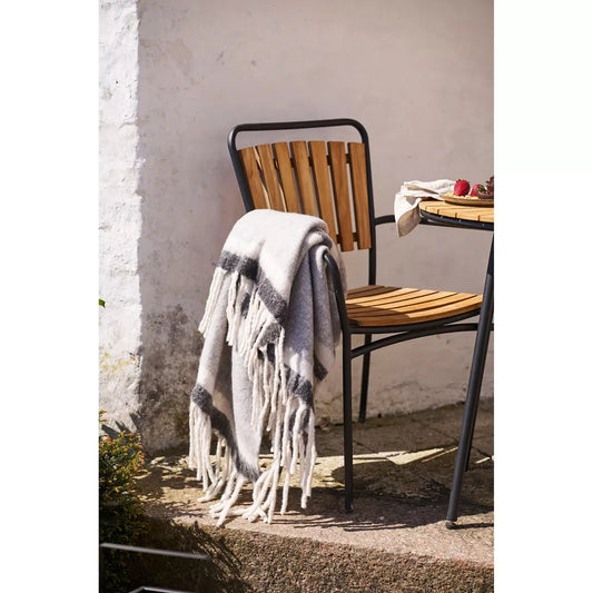 Plaid Carmel - Plaid, mélange de laine, gris/blanc 130x170 cm