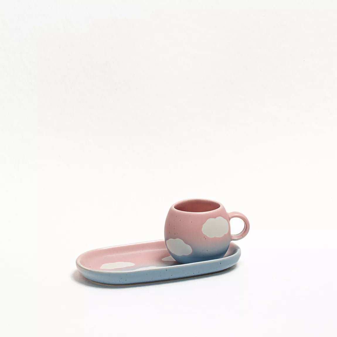 Lot de 2 tasses expresso + 2 plateaux - nuage