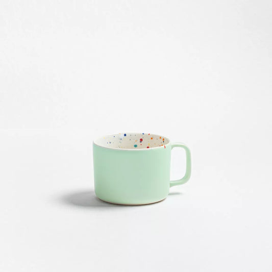 Set de 2 mugs - vert et blanc moucheté - 450ml