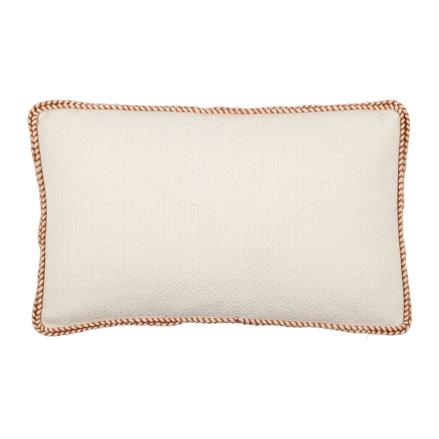 Coussin écru bord terracotta
