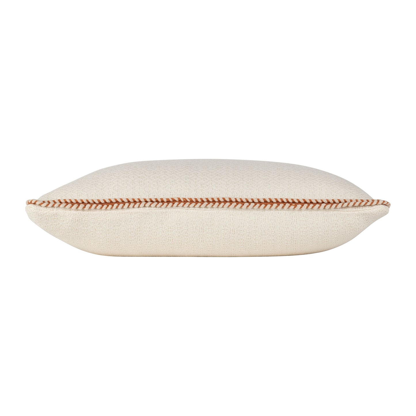 Coussin écru bord terracotta