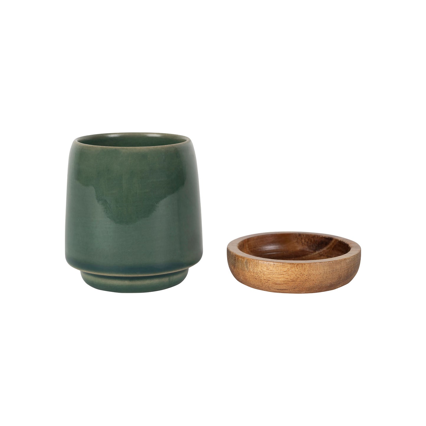 Lot de 2 petites tasses émeraude et bois 10 cl
