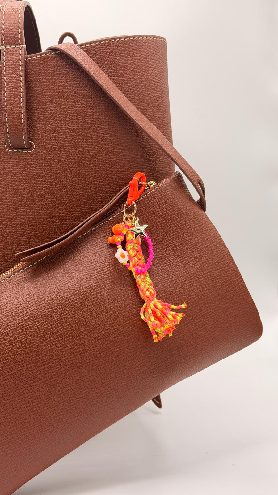 Porte-clé - cordon tressé orange