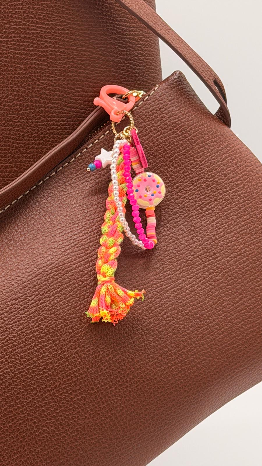 Porte-clé - cordon tressé orange jaune