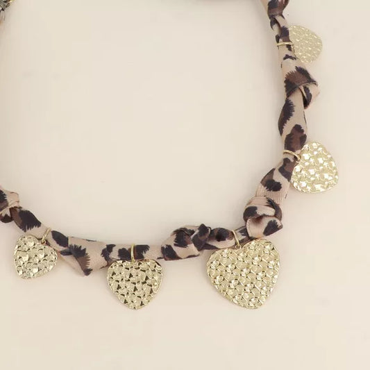 Collier léopard cœur
