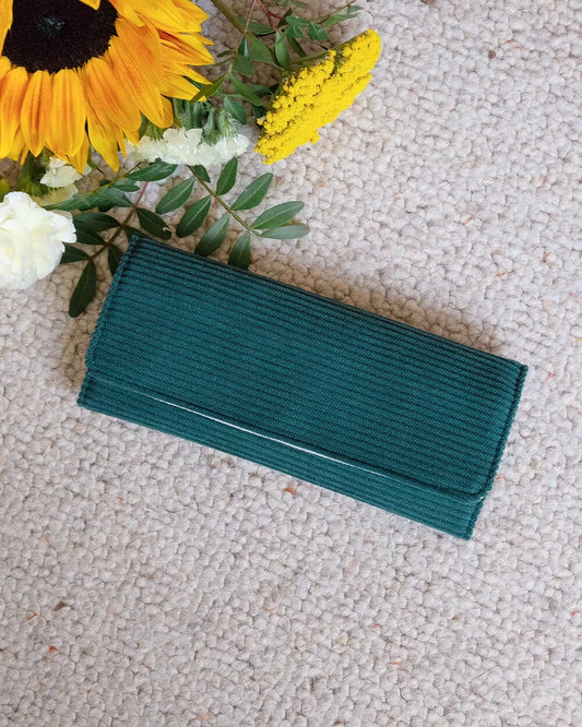 Pochette à bijoux Catherine velours côtelé vert