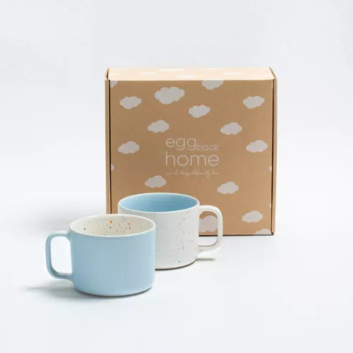 Set de 2 mugs - bleu et blanc moucheté - 450ml
