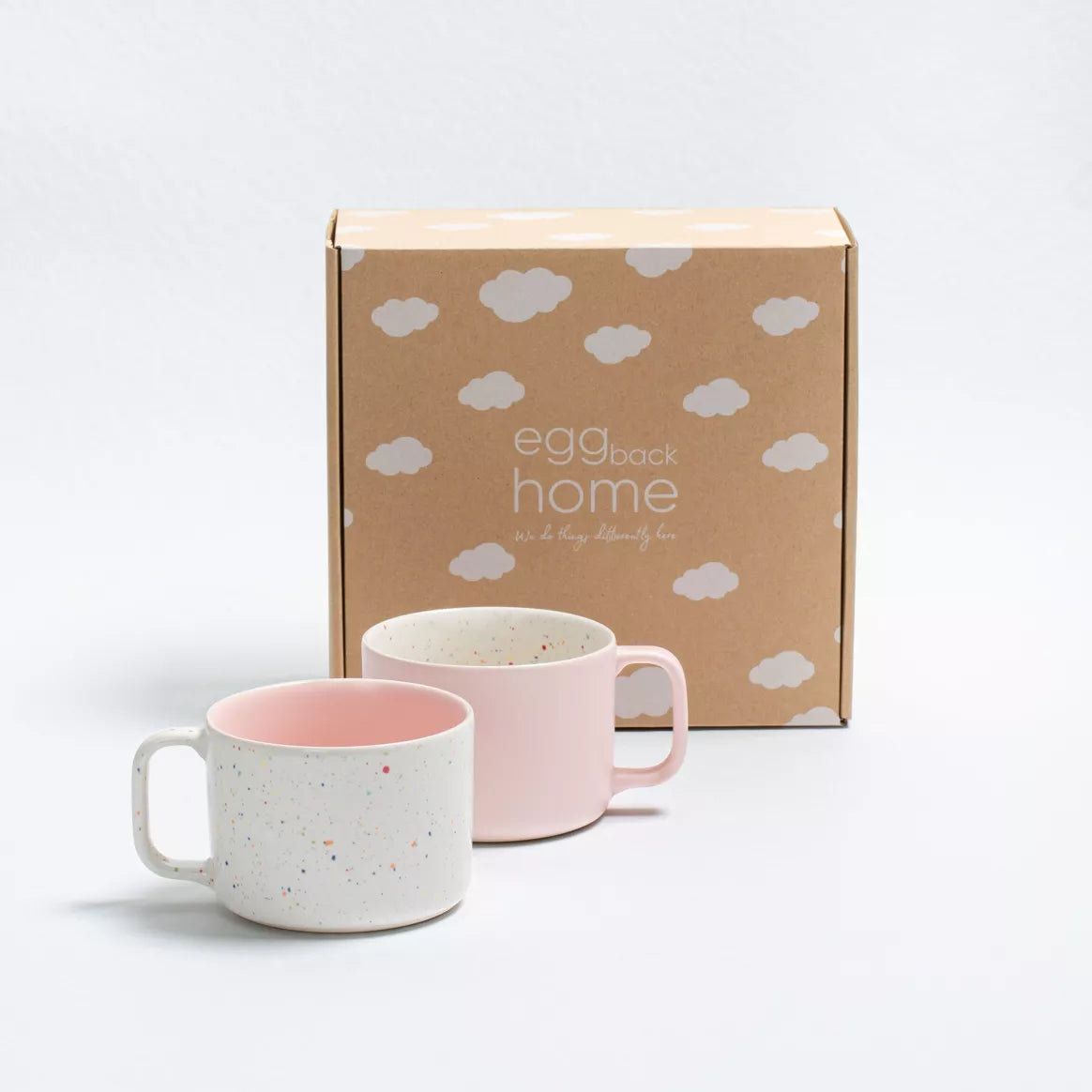 Set de 2 mugs - Rose et blanc moucheté - 450ml