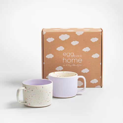 Set de 2 mugs - Lila et blanc moucheté - 450ml