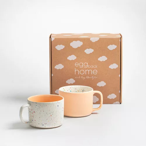 Set de 2 mugs - Orange et blanc moucheté - 450ml
