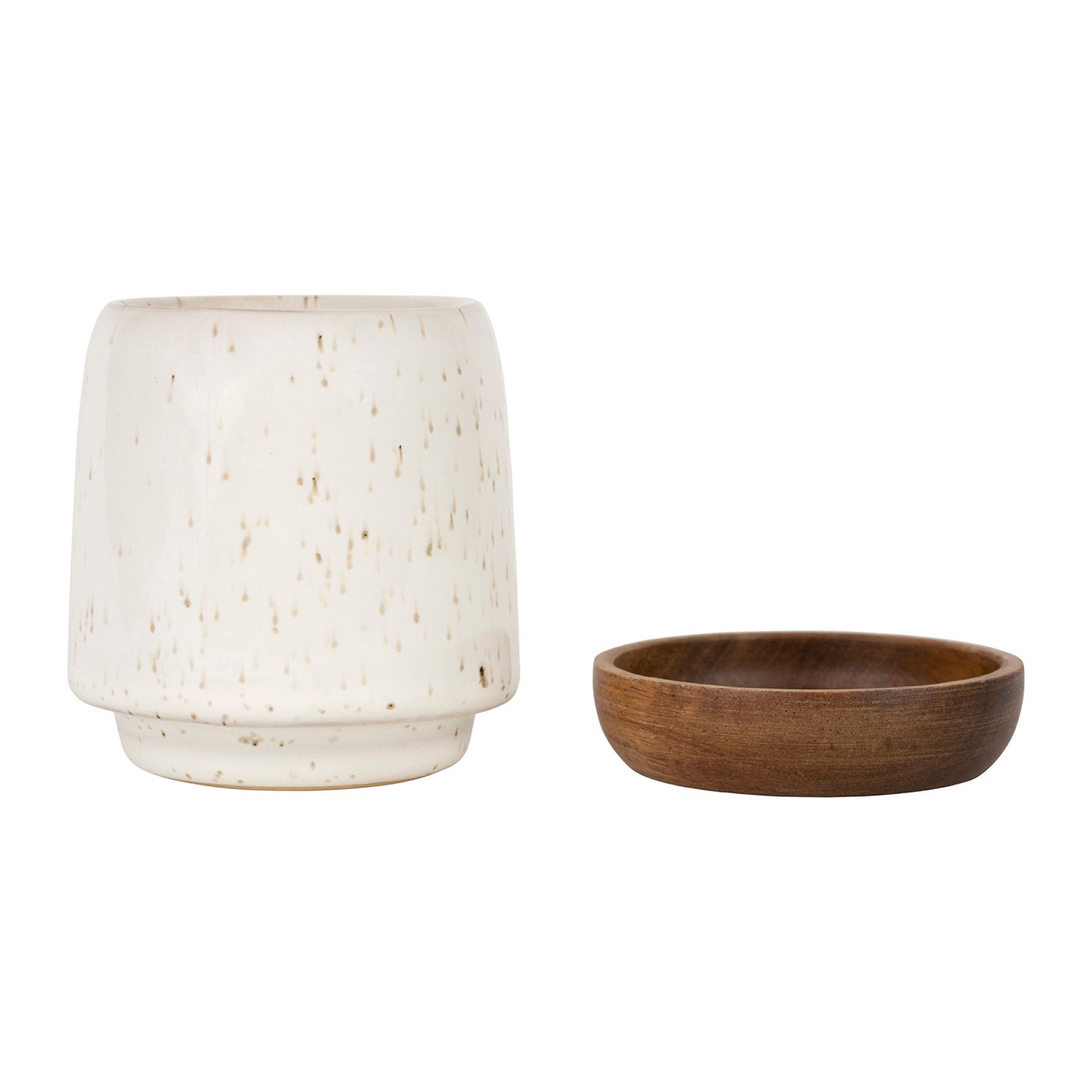 Lot de 2 petites tasses en grès et bois 10 cl