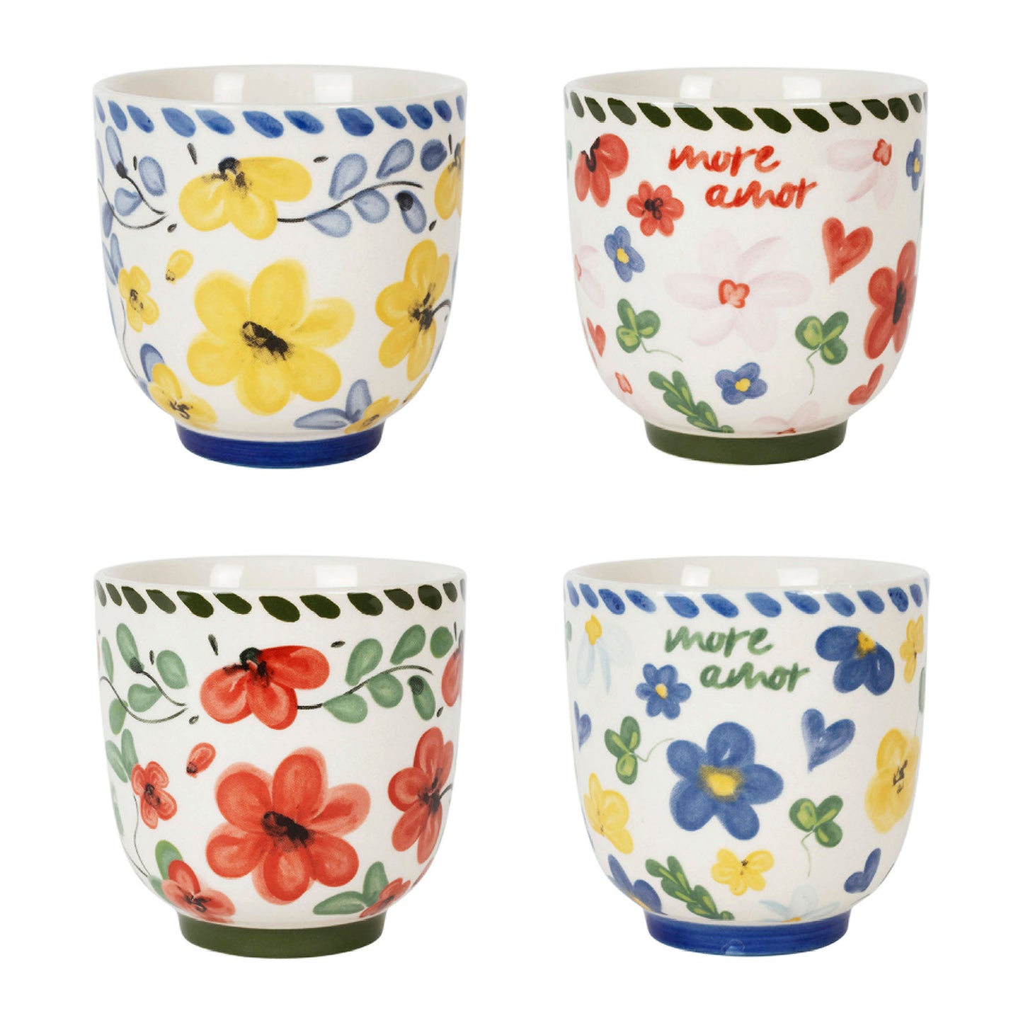 Lot de 4 petites tasses fleur