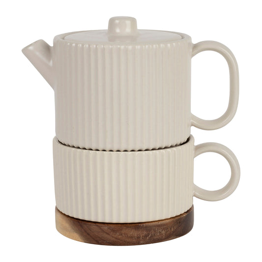 Théière + tasse écru 45 cl