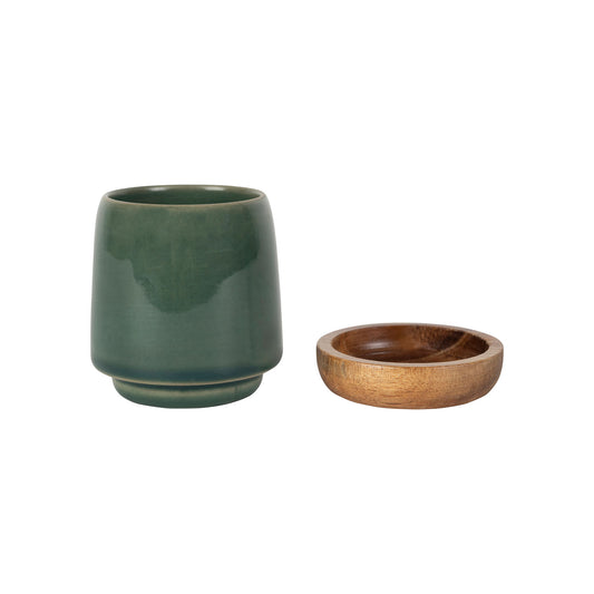 Lot de 2 petites tasses émeraude et bois 10 cl