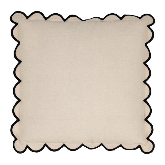 Coussin écru bord noir
