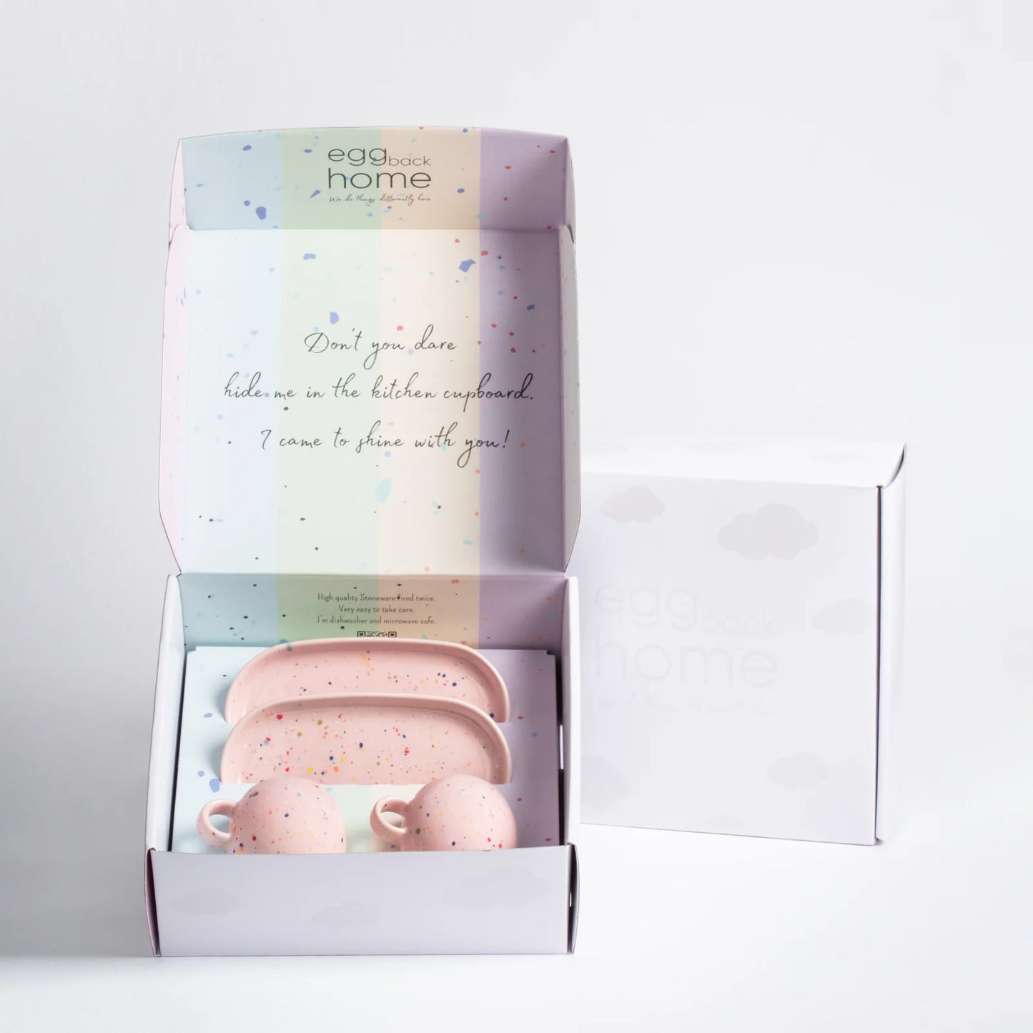 Lot de 2 tasses expresso + 2 plateaux - Rose