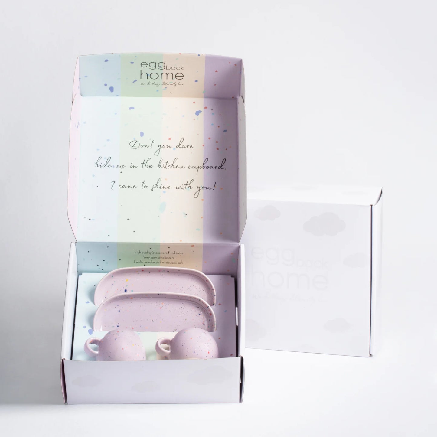 Lot de 2 tasses expresso + 2 plateaux - Lila