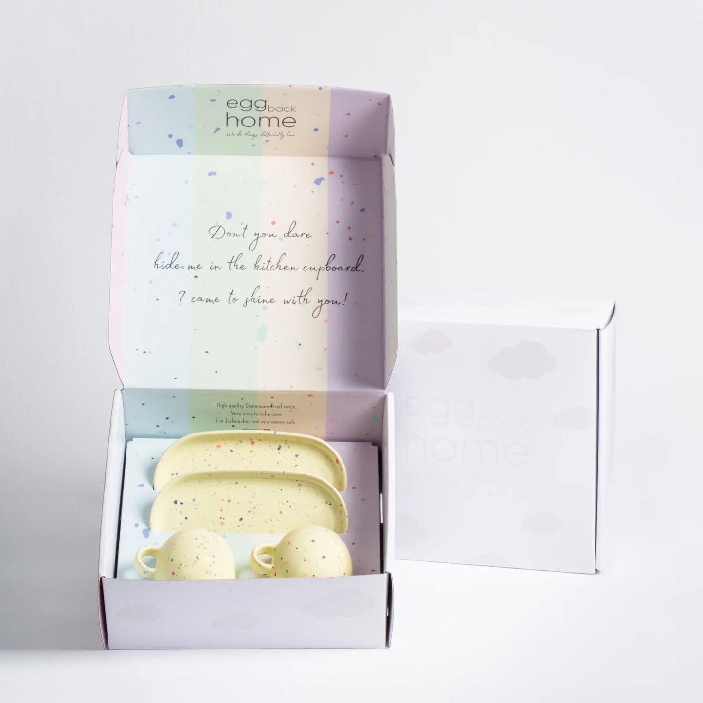 Lot de 2 tasses expresso + 2 plateaux - jaune