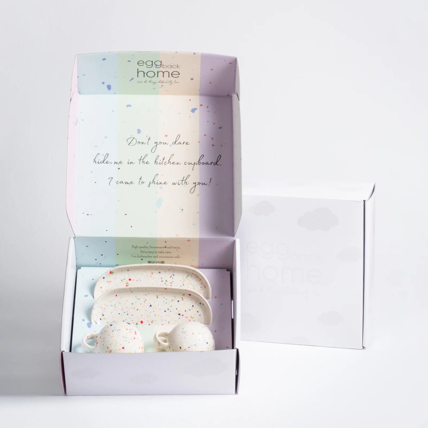 Lot de 2 tasses expresso + 2 plateaux -Blanc