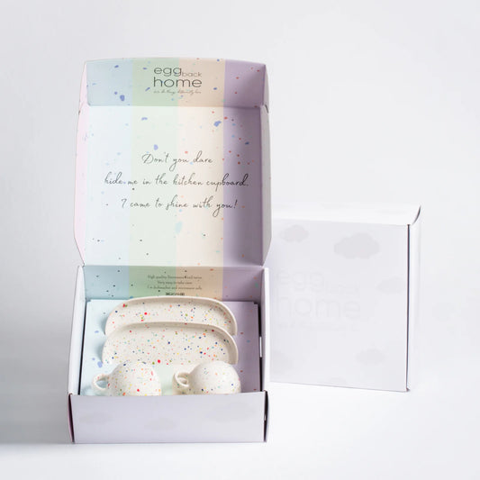 Lot de 2 tasses expresso + 2 plateaux -Blanc