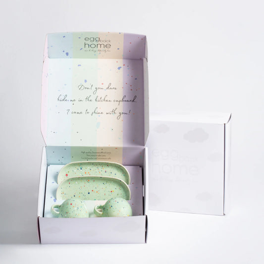 Lot de 2 tasses expresso + 2 plateaux - vert