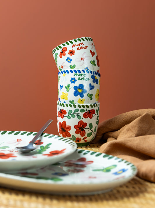 Lot de 4 petites tasses fleur