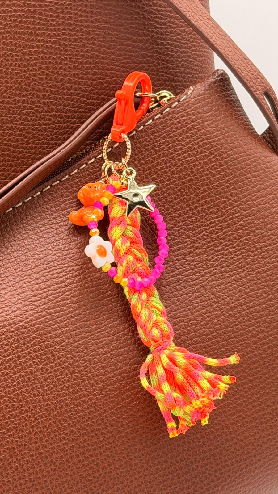 Porte-clé -  cordon tressé orange