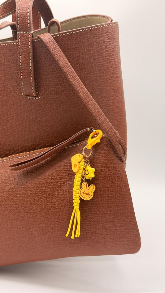 Porte-clé -  cordon tressé jaune