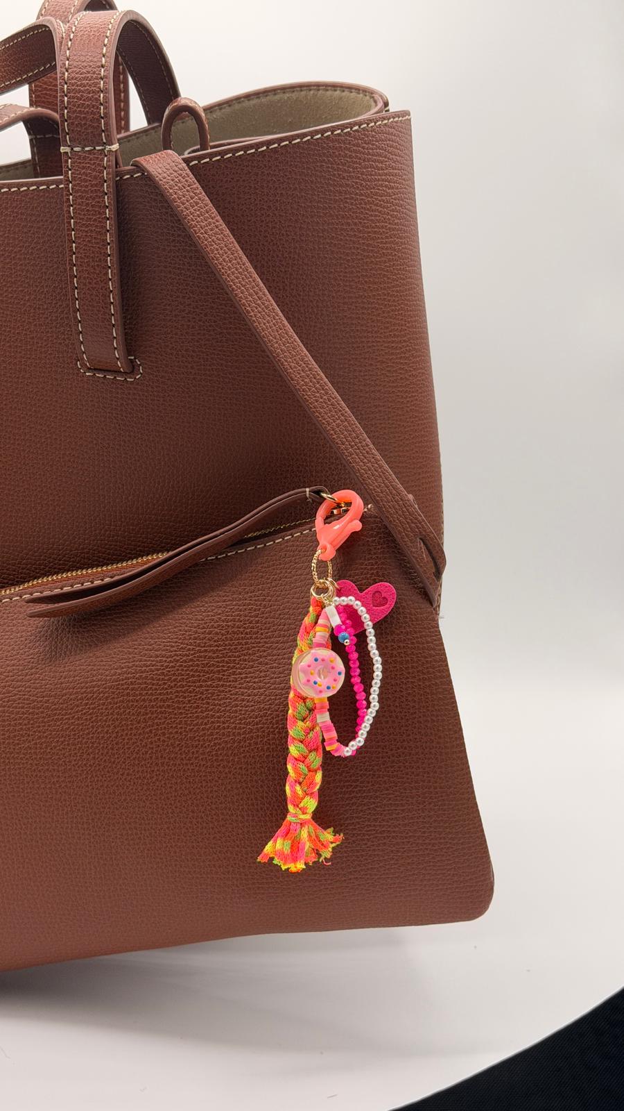 Porte-clé -  cordon tressé orange jaune