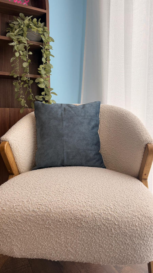Coussin fleuri bleu gris