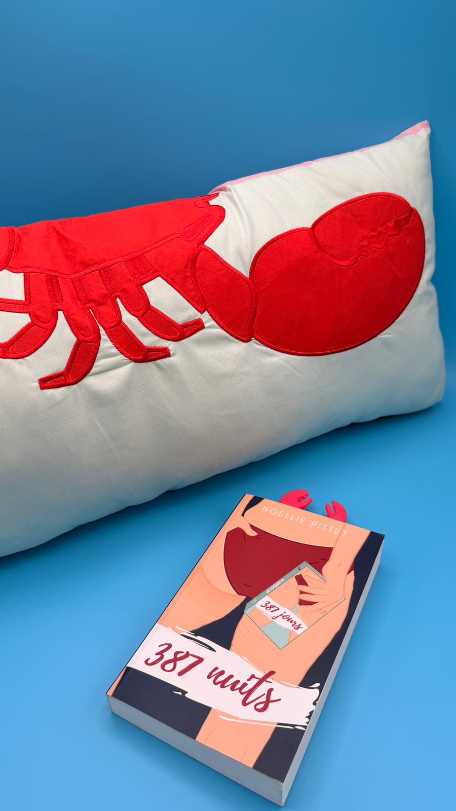 Lot coussin + marque page Homard